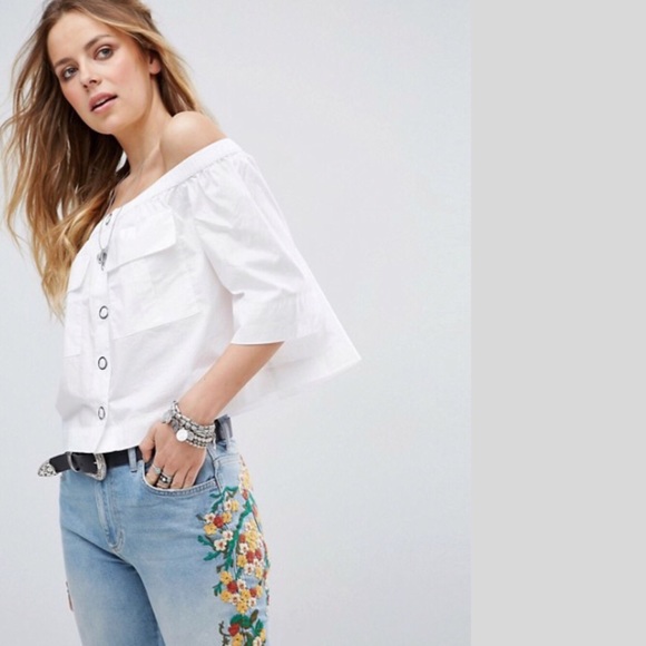 Free People New Off- Shoulder Blouse NWT - Picture 3 of 4